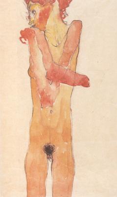 Egon Schiele Nude Girl with Folded Arms (mk12) oil painting image